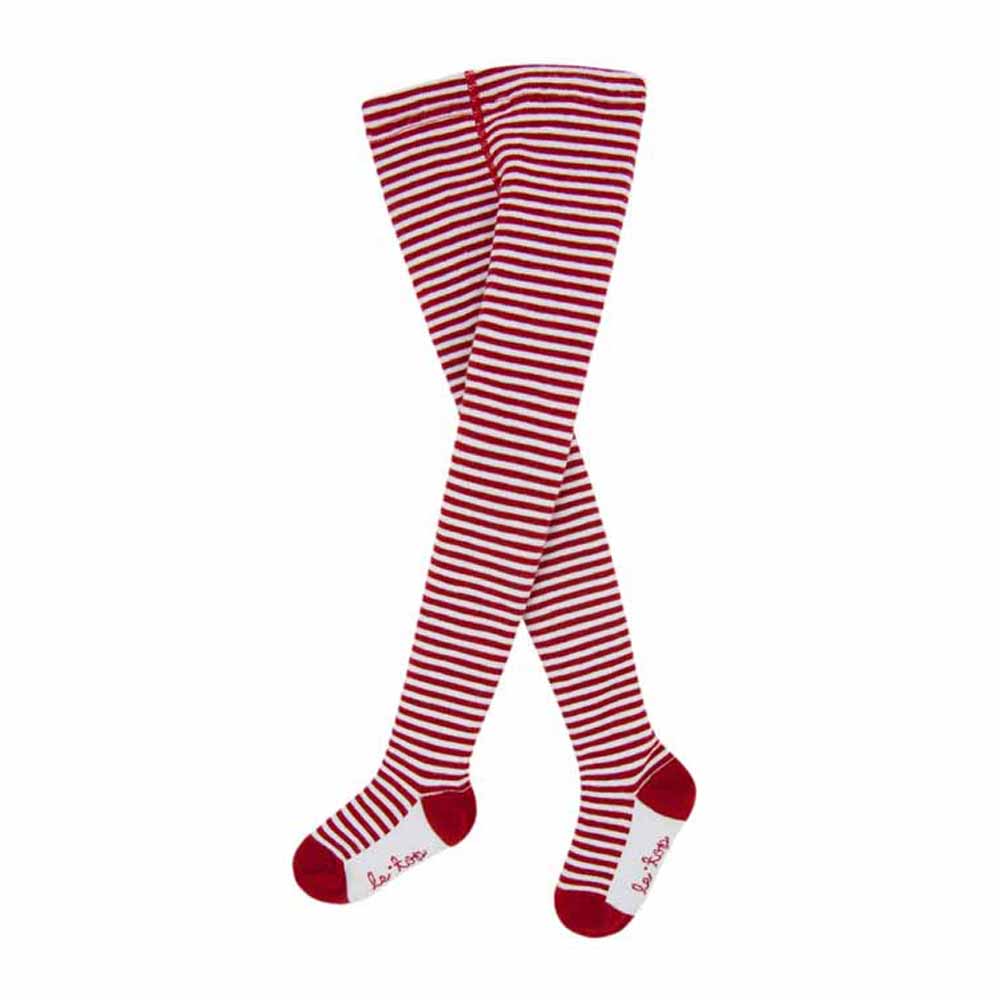 Girls Red and White Holiday Stripe Tights