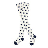 Girls White Holiday Tights with Navy Dots