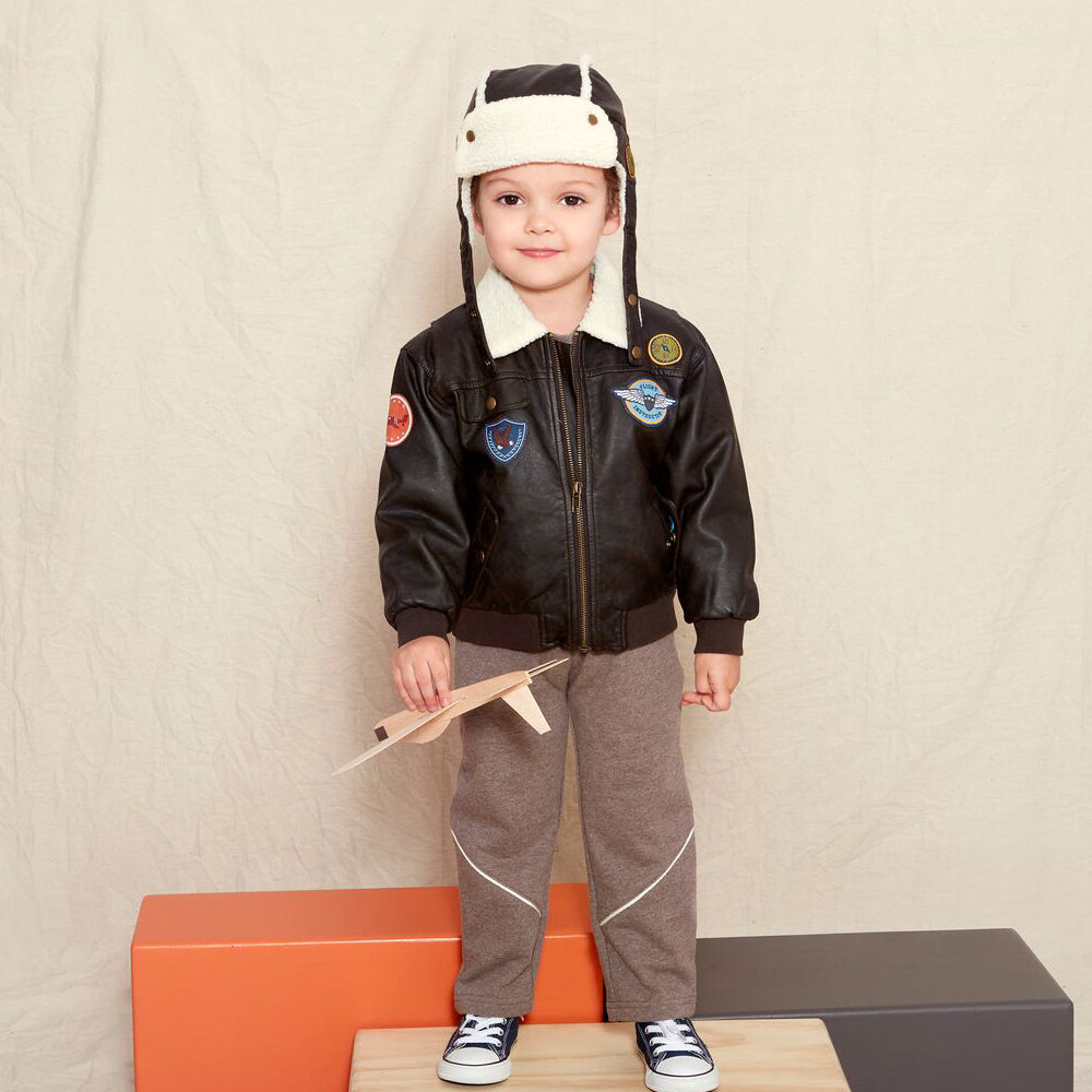 Faux Leather Aviator Bomber Jacket