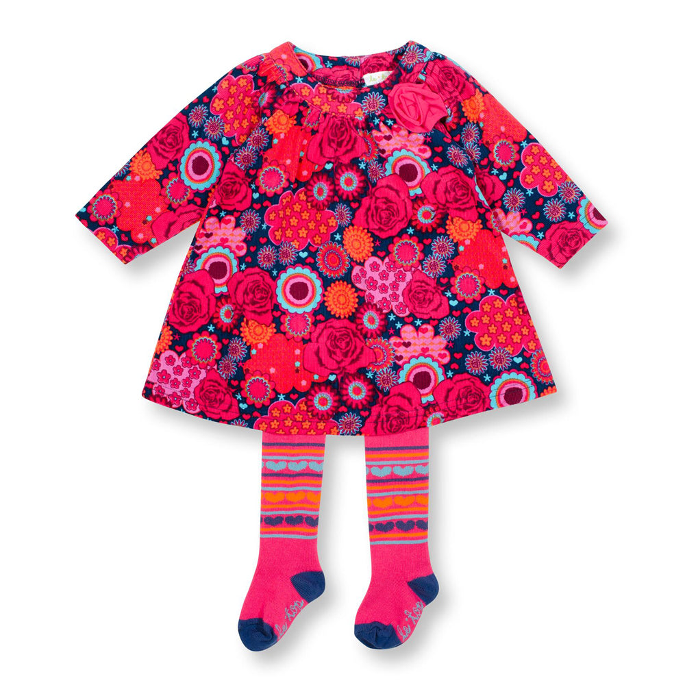 Kaleidoscope Corduroy Dress and Tights Set