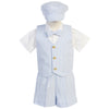 Baby and Toddler Boys Blue Cotton Seersucker Vest and Shorts Set