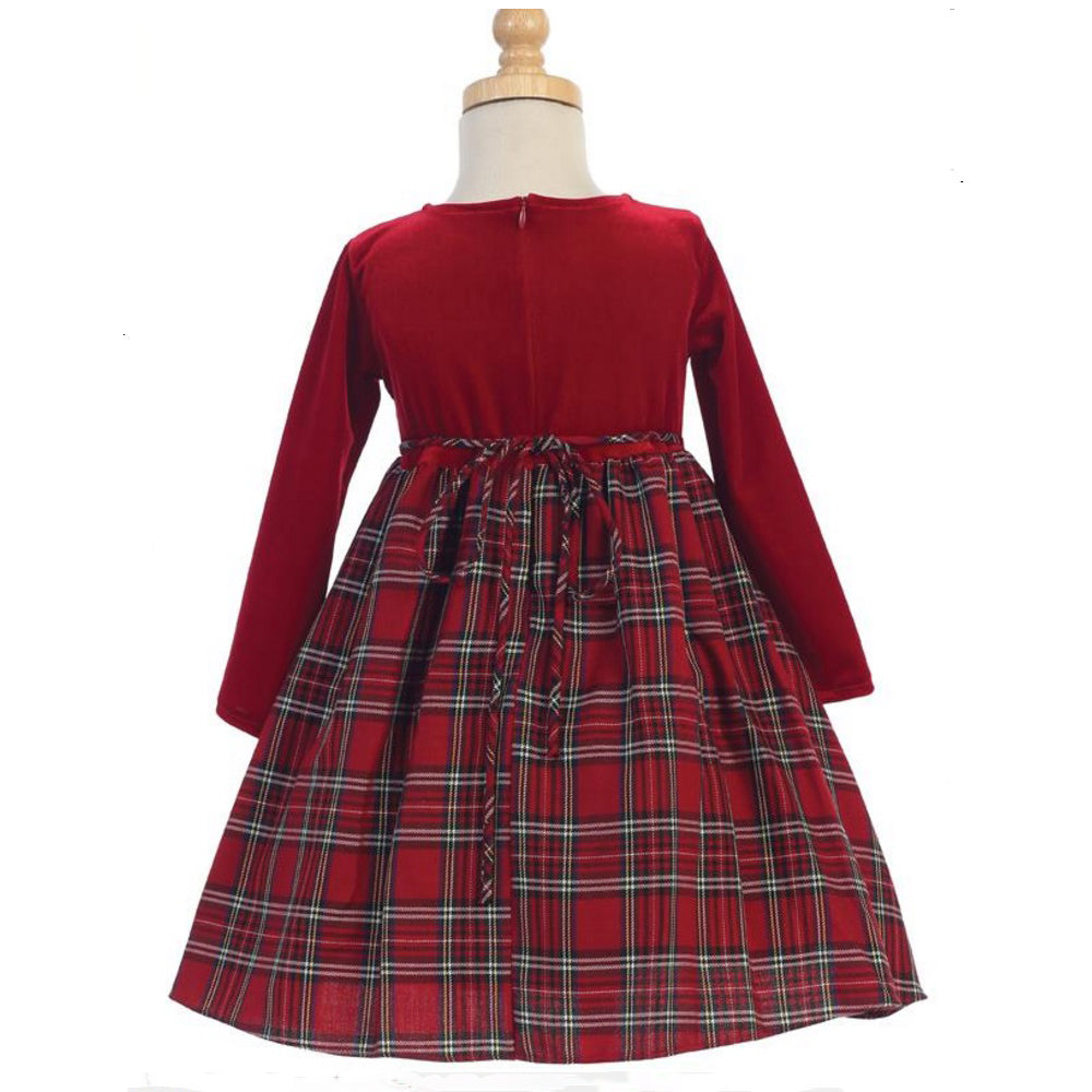 Red Velvet Holiday Dress & Plaid Skirt