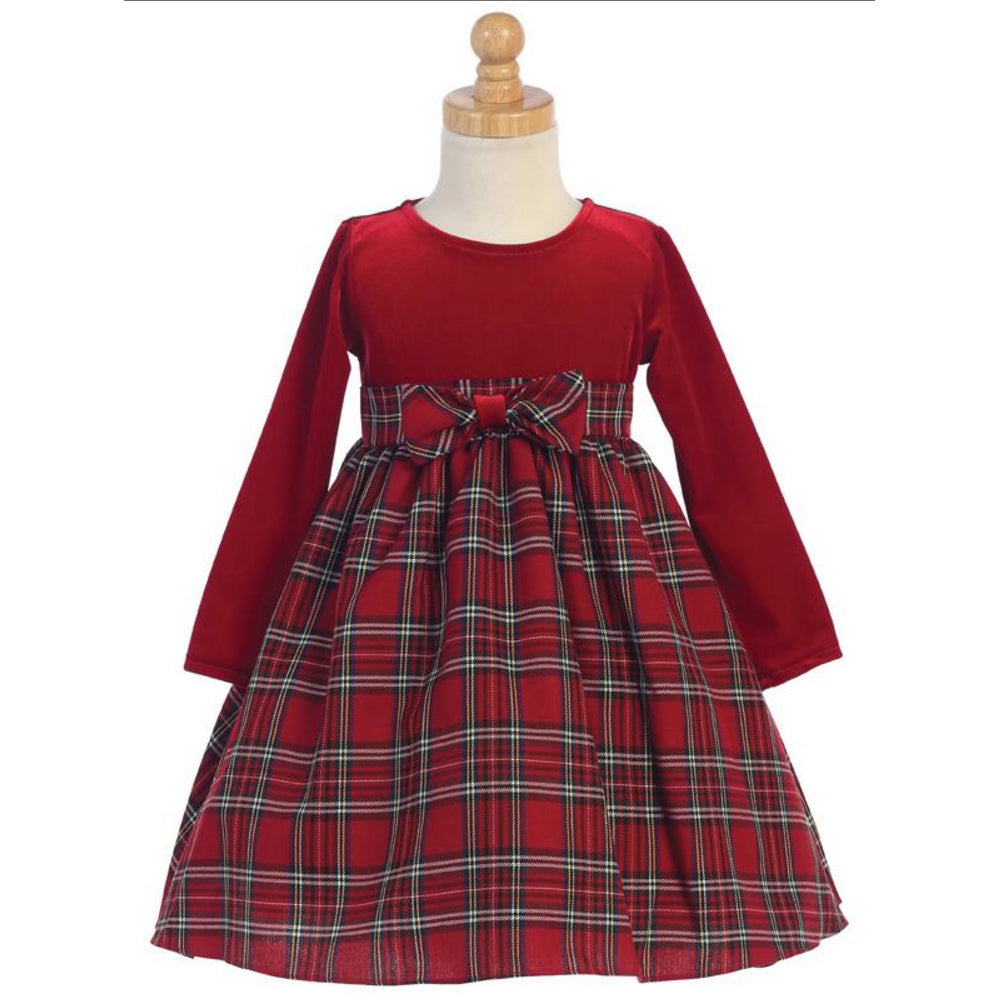 Red Velvet Holiday Dress &amp; Plaid Skirt