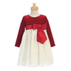 Red Velvet and Embossed Lace Holiday Dress