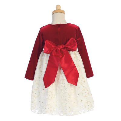 Red Velvet and Embossed Lace Holiday Dress