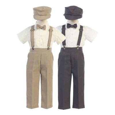Boys Suspender Pant Set & Hat