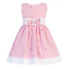 Pink Gingham with Embroidered Flowers Cotton Dress