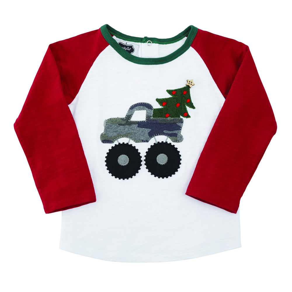 Boys Camo Truck &amp; Christmas Tree Shirt
