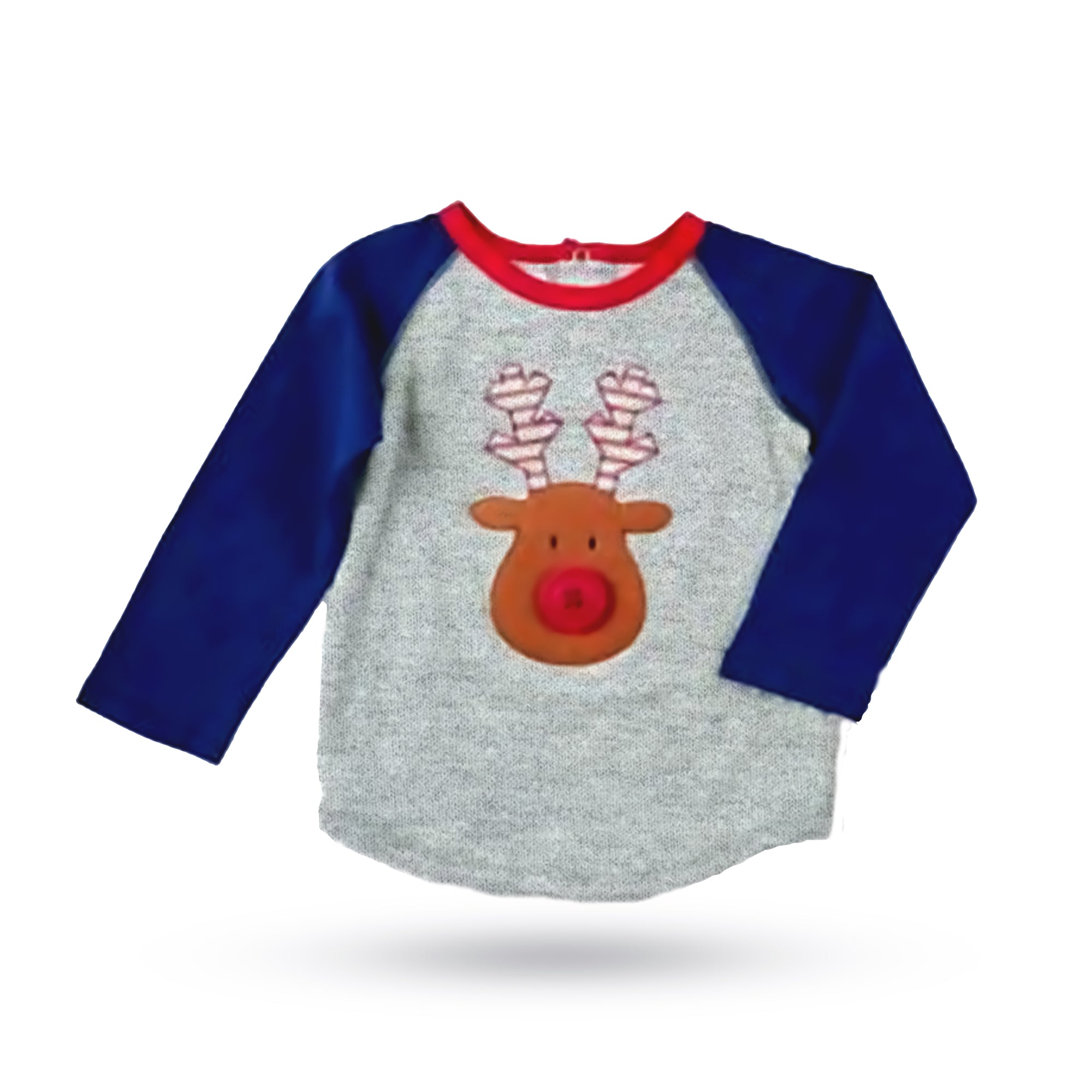 Boys Christmas Button Reindeer Shirt