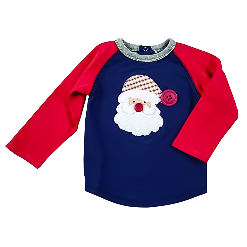 Boys Christmas Button Santa Shirt