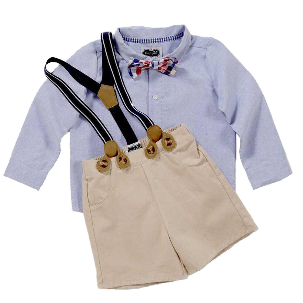 Boys Little Gentleman Suspender Short Set