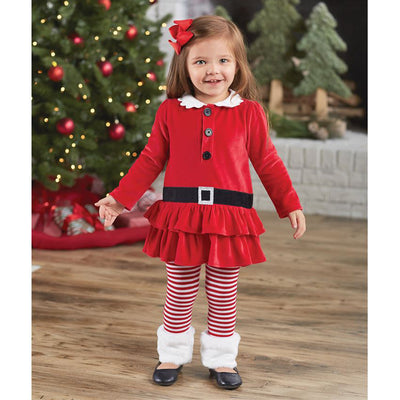 Girls Tunic & Legging Santa Set