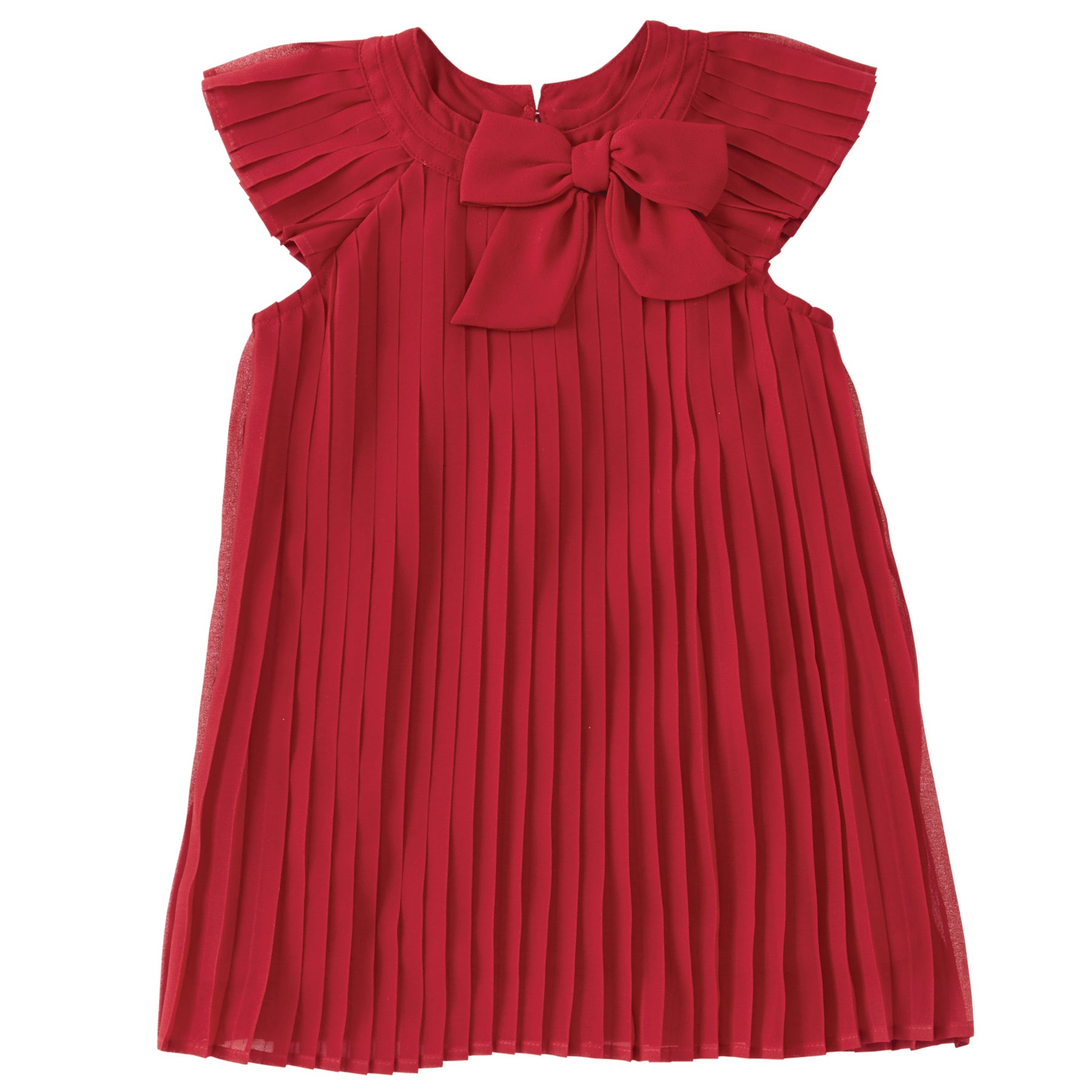 Girls Claret Pleated Dress