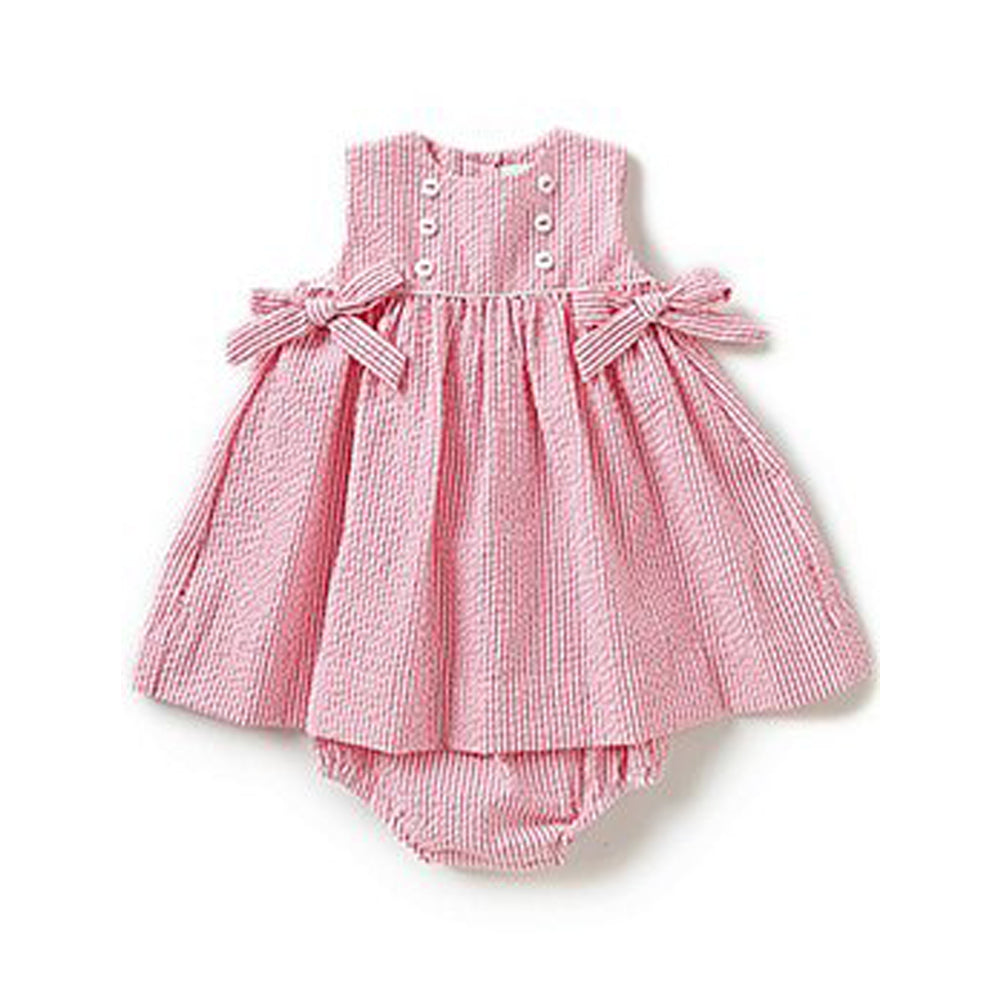 Pink Striped Seersucker Dress and Bloomer