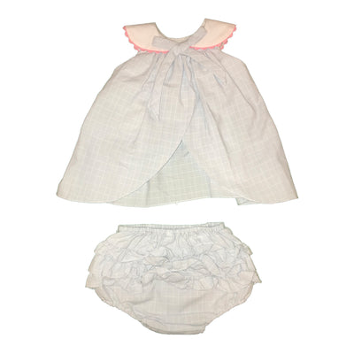 Baby Girls Blue & White Top and Bloomer Set