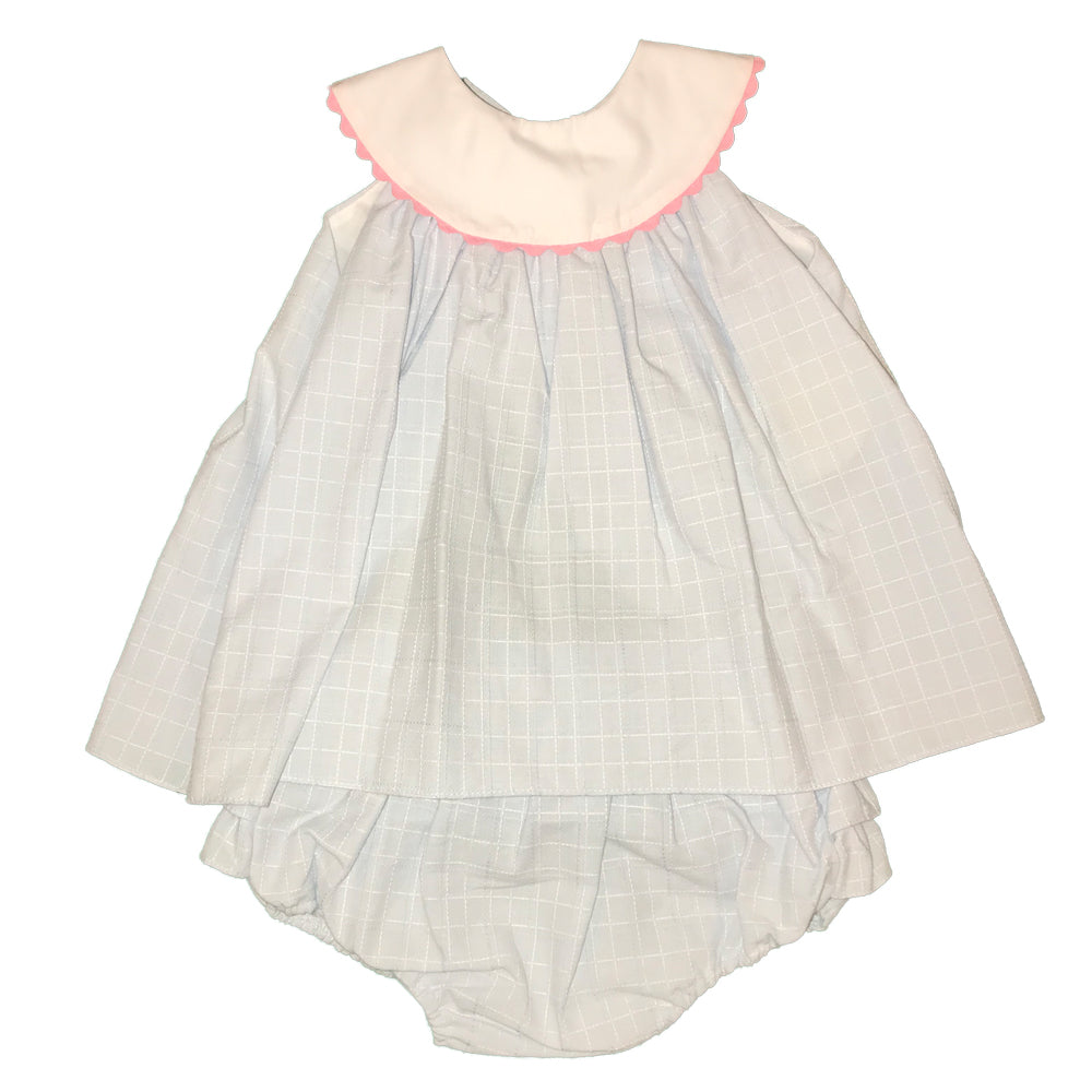 Baby Girls Blue & White Top and Bloomer Set