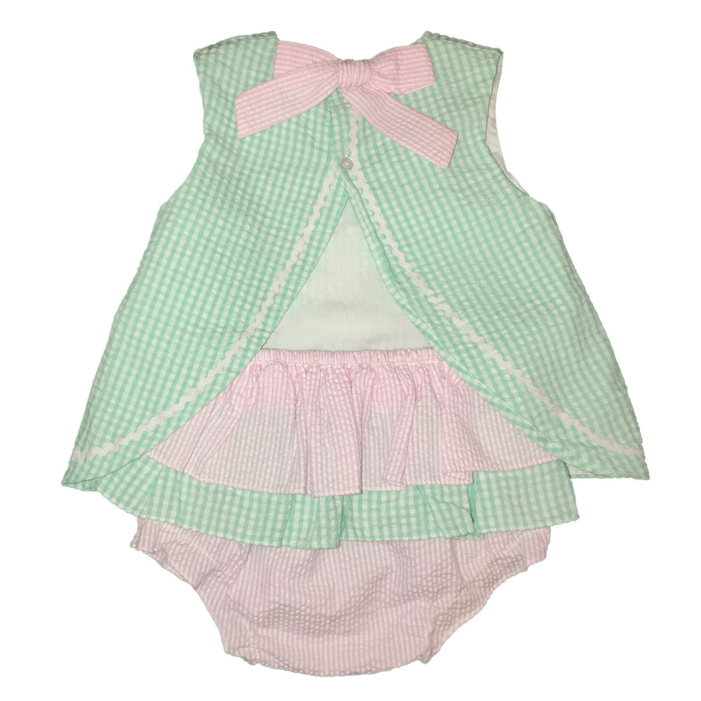 Bunny Applique Mint & Pink Bloomer Set