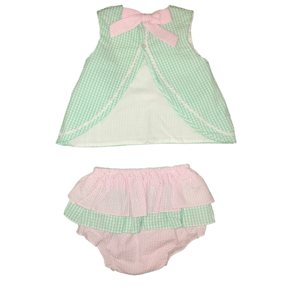 Bunny Applique Mint & Pink Bloomer Set