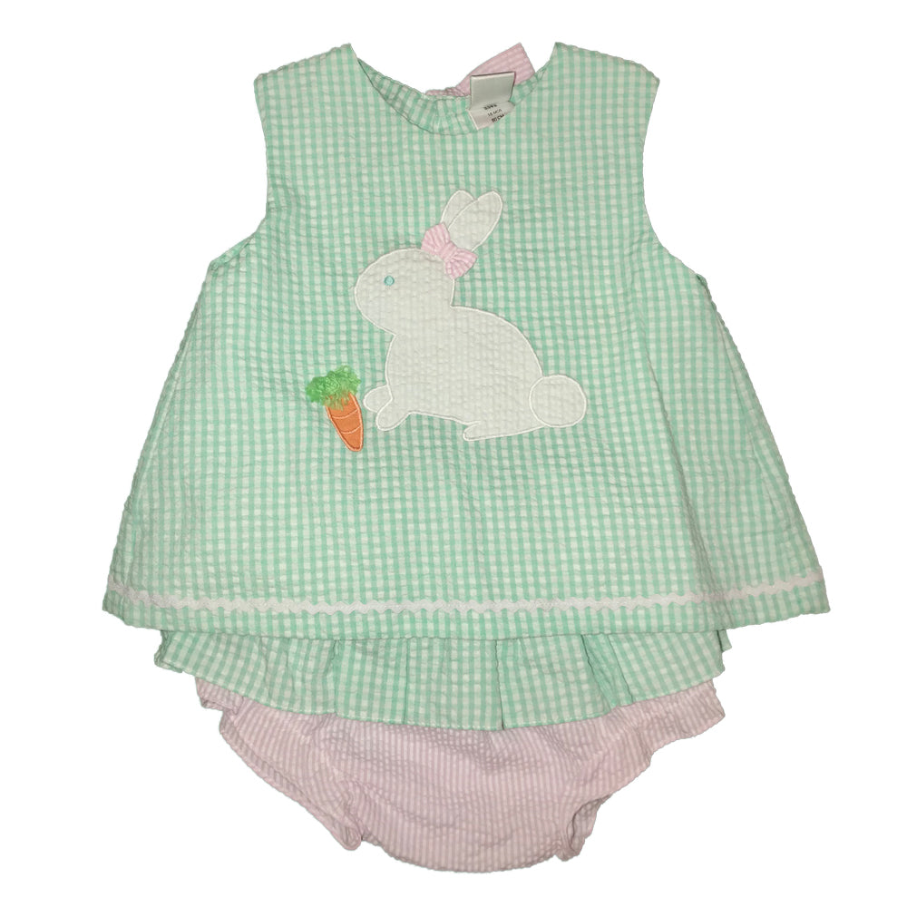 Bunny Applique Mint & Pink Bloomer Set