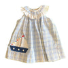 Baby and Toddler Girls Blue Plaid Sailboat Dress