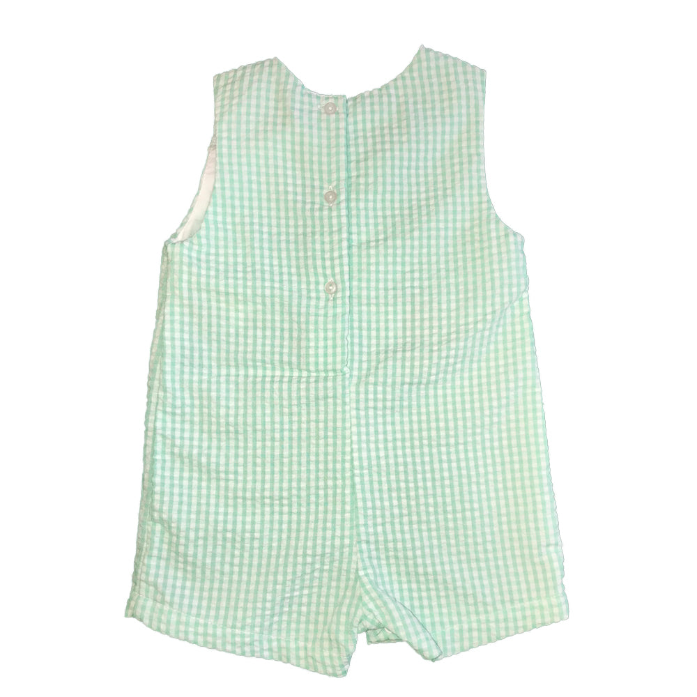 Baby Boys Green Bunny Applique Shortall