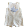 Baby Boys White Seersucker and Blue Whale Shortall