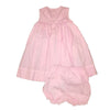 Baby Girls Pink Smocked Embellished Dress and Bloomer Set