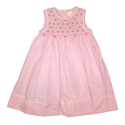 Baby Girls Pink Smocked Embellished Dress and Bloomer Set