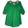 Baby Girls Green Smocked Santa Dress
