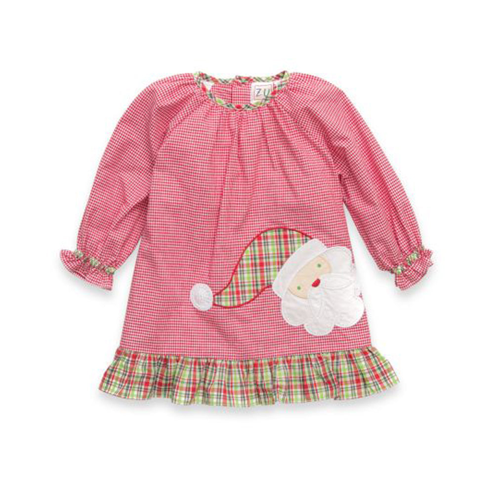 Toddler Girl Red Gingham Santa Dress