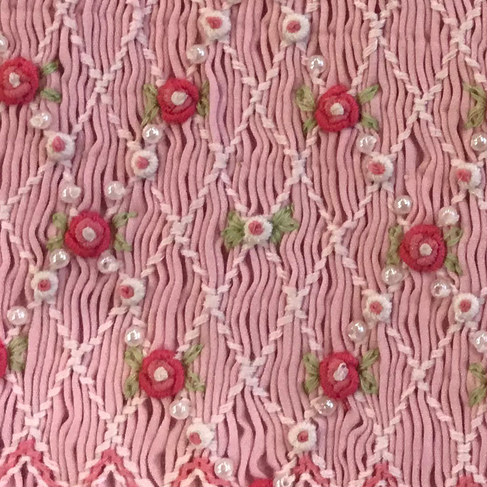 Toddler and Little Girls Pink Smocked Embellished Dress