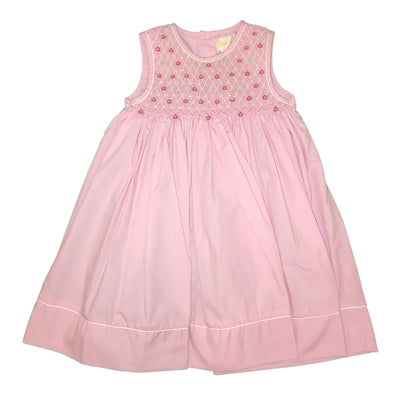 Toddler and Little Girls Pink Smocked Embellished Dress