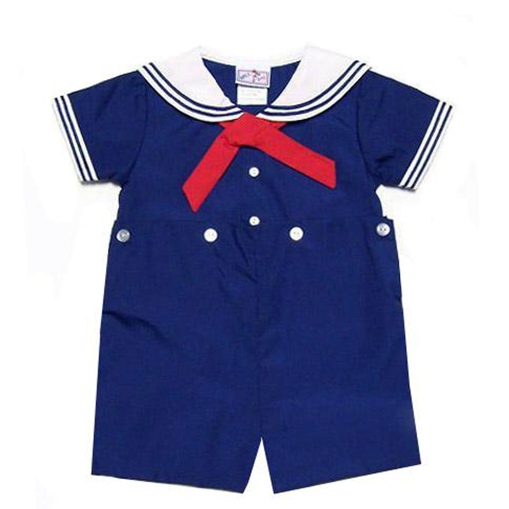 Boys Navy Sailor Suit Romper