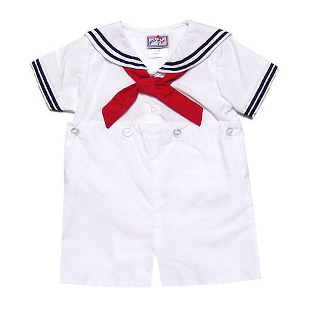 Boys White Sailor Suit Romper