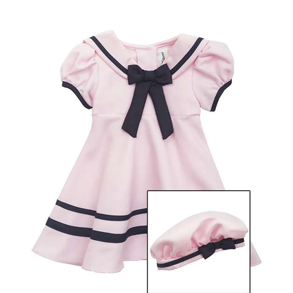 Girls Pink Nautical Sailor Dress with Hat