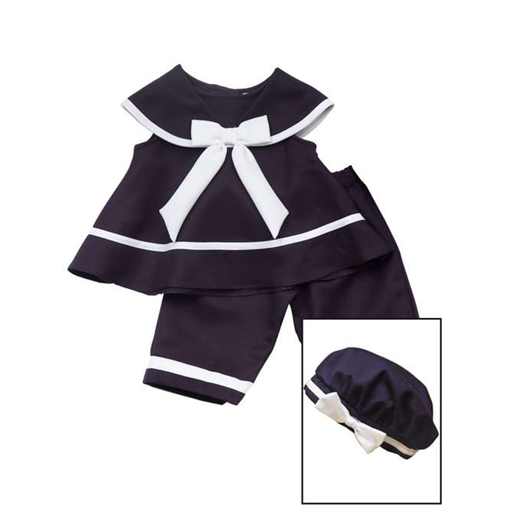 Girls Navy Nautical Capri Set
