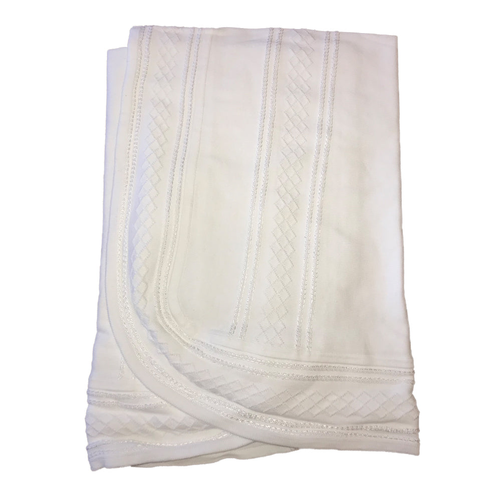 Christening Baby Ivory Knit Blanket