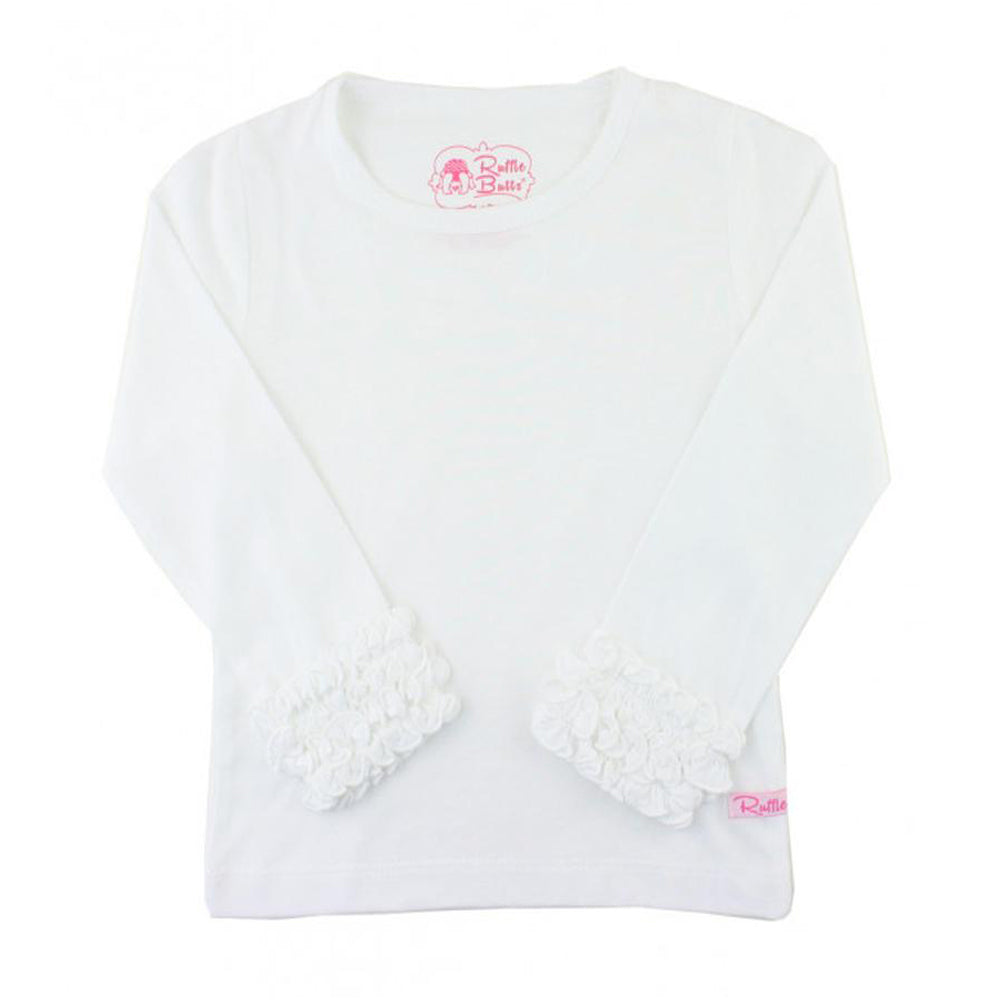 White Ruffled Long Sleeve Layering Tee