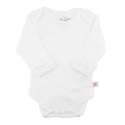 White Ruffled Long Sleeve Layering Bodysuit