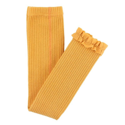 Honey Cable-Knit Footless Ruffle Tights