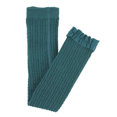 Twilight Cable-Knit Footless Ruffle Tights