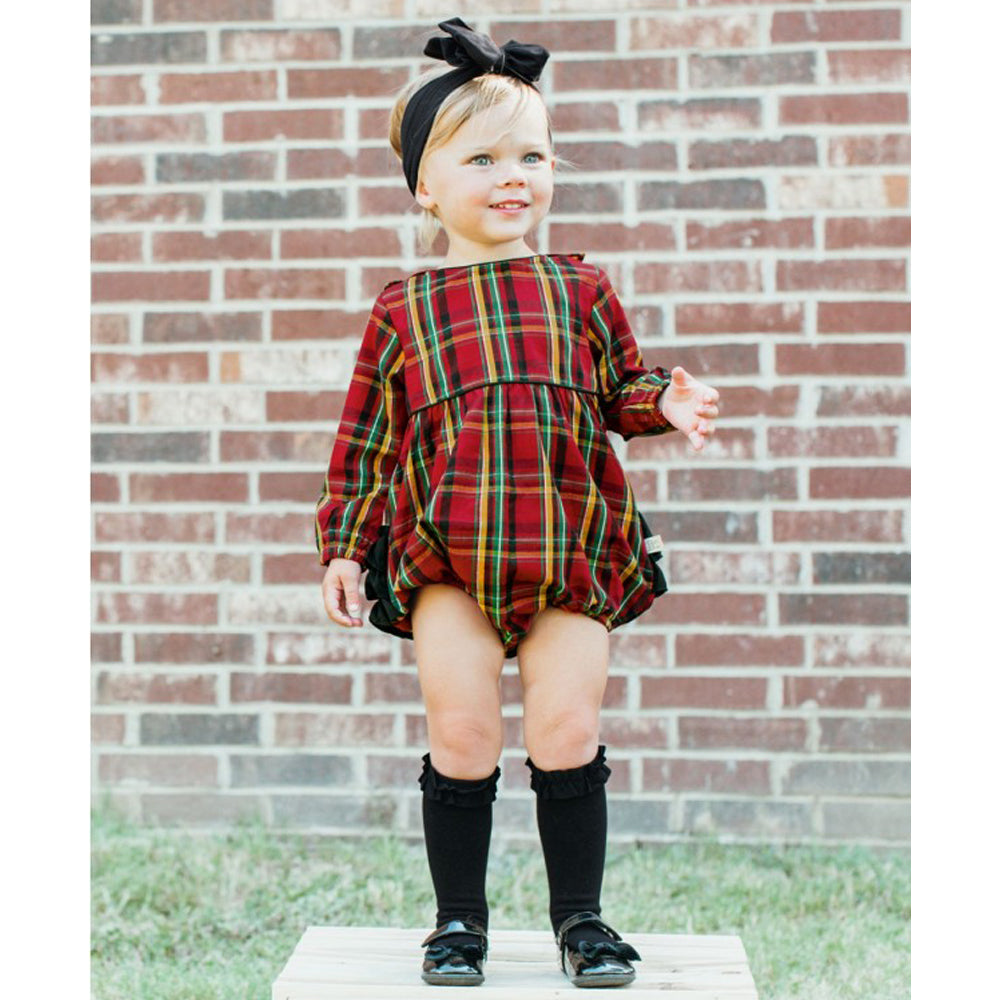 Remington Plaid Ruffle Bubble Romper