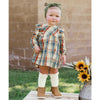 Miller Plaid Flutter Button Back Dress