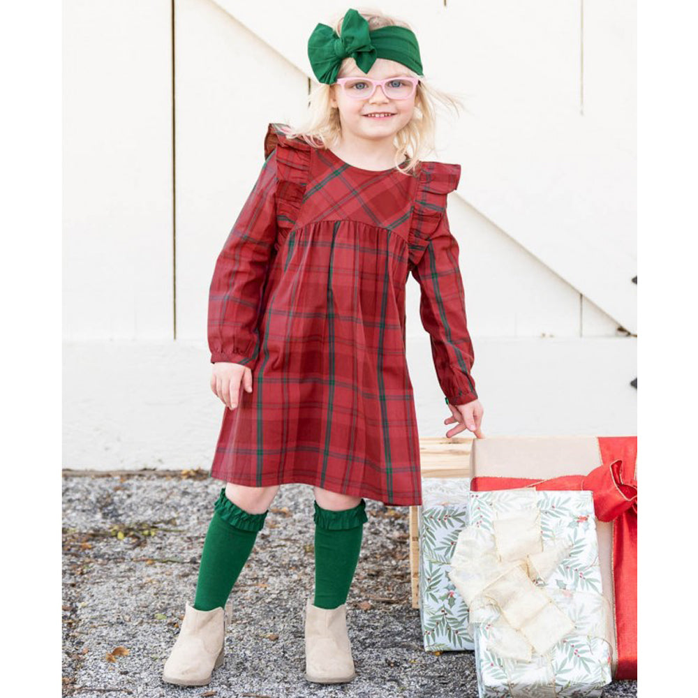 Noel Plaid Button Back Dress
