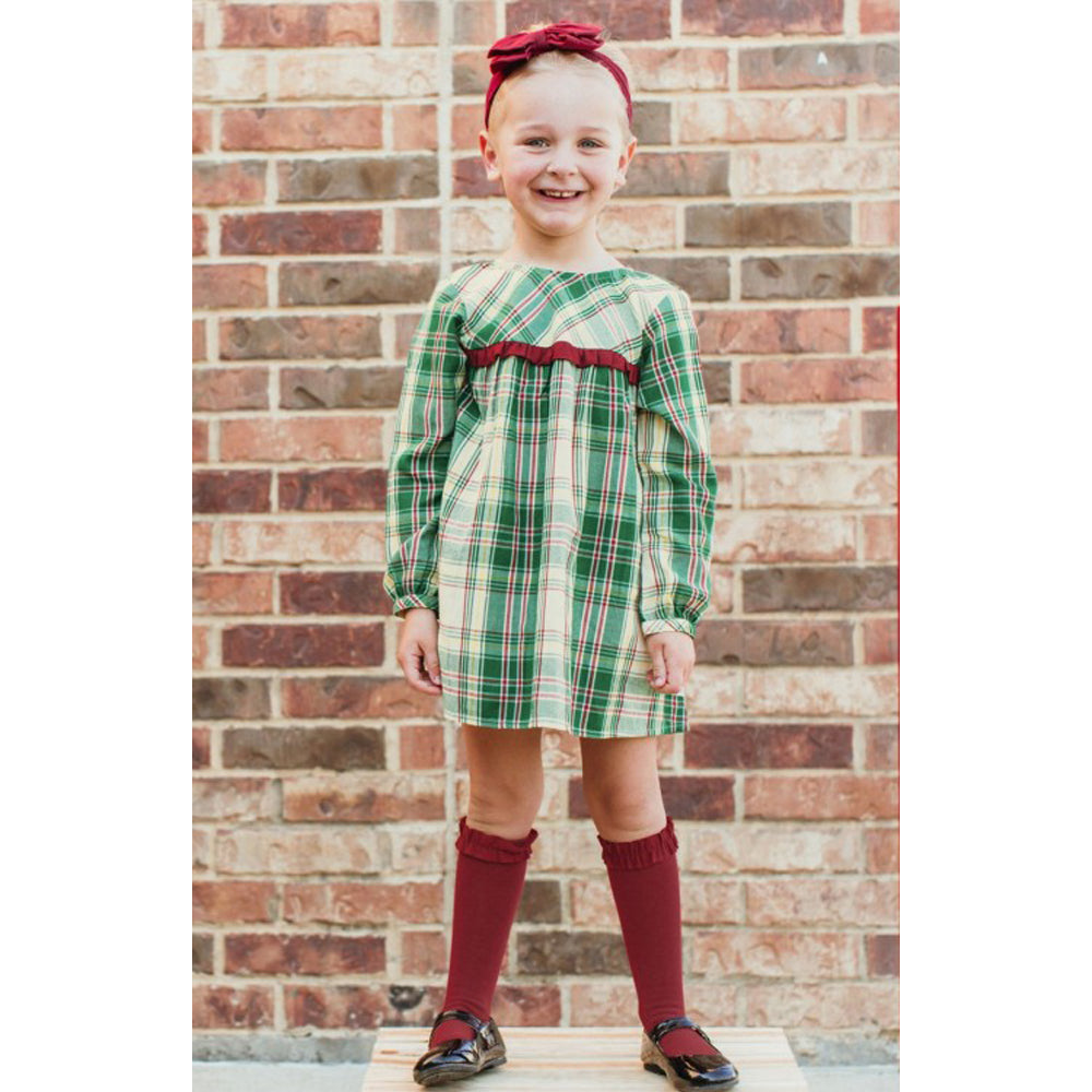 Hollis Plaid Ruffle Button Back Dress