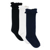 3-Pack White, Navy, Black Knee High Ruffle Socks