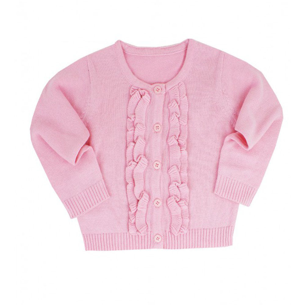 Girls Pink Ruffled Cardigan