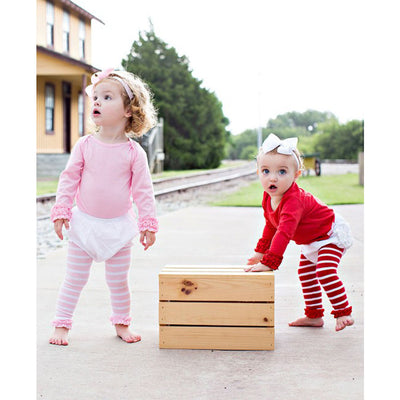 Pink Stripe Footless Ruffle Tights
