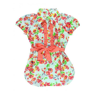 Painted Flowers Shirt Dress
