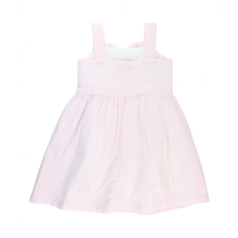 Pink Seersucker Fit & Flare Bow Dress